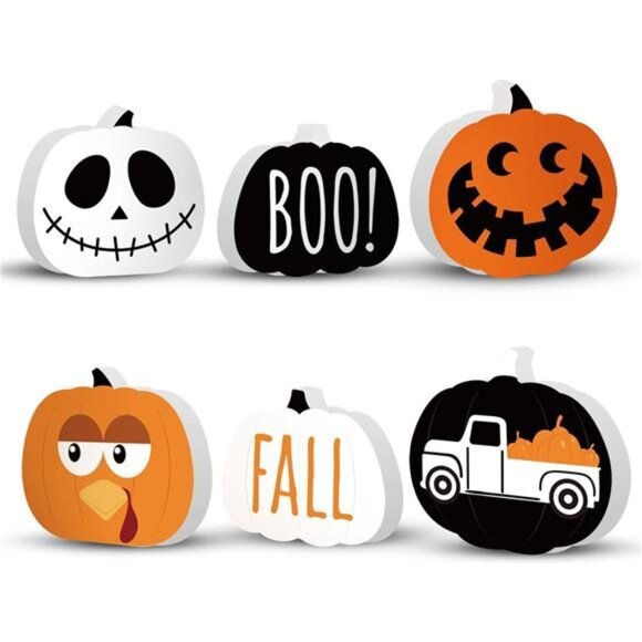 Fall Halloween Table Decorations Indoor 3ct Pumpkin Reversible Tiered Tray Decor - Picture 1 of 7